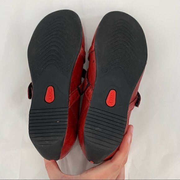Wolky womens flats size 36 red leather sticky strap maryjanes walking - Picture 7 of 14